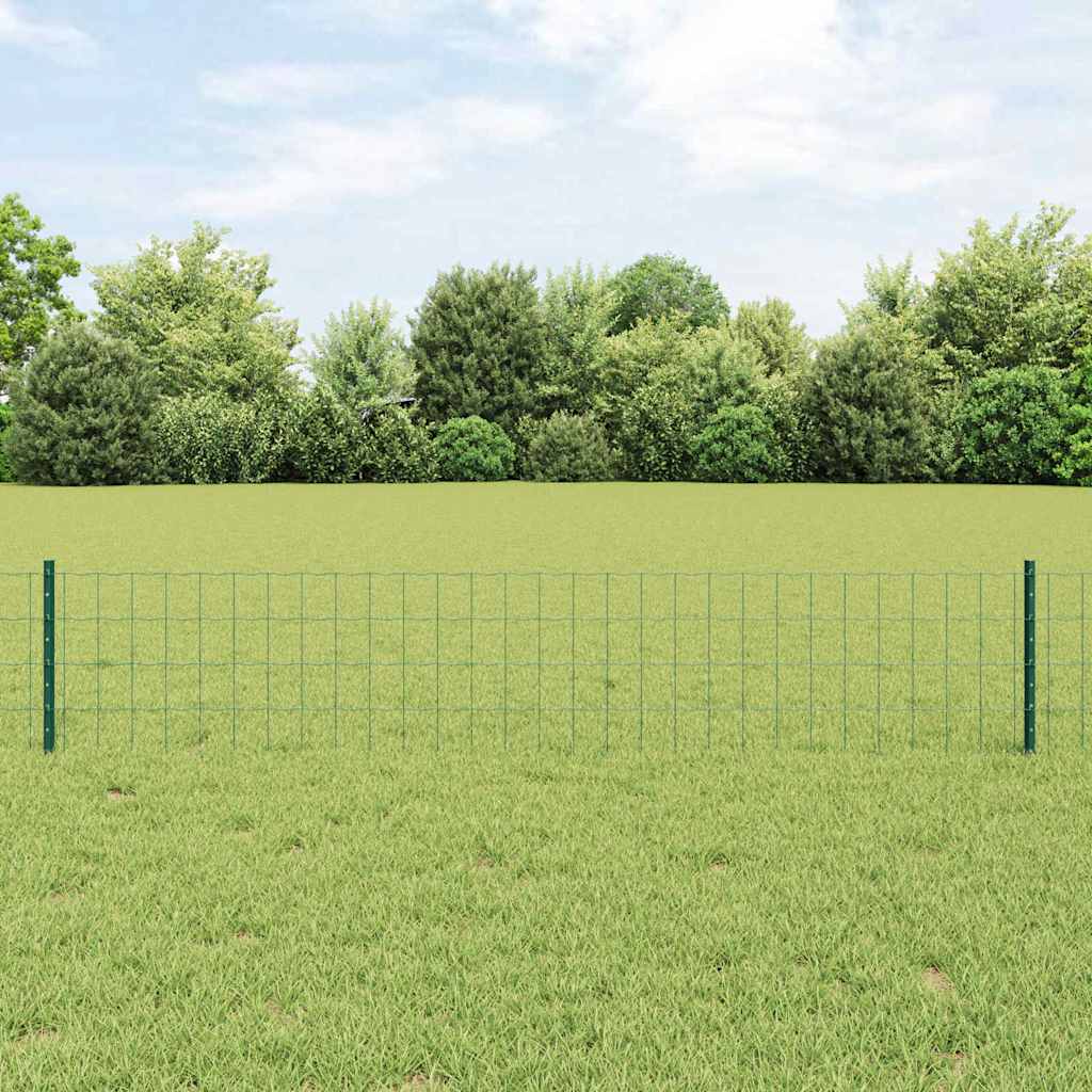 Euro Fence with Post 10 x 0.4 m PVC-Coated Steel Green Mesh