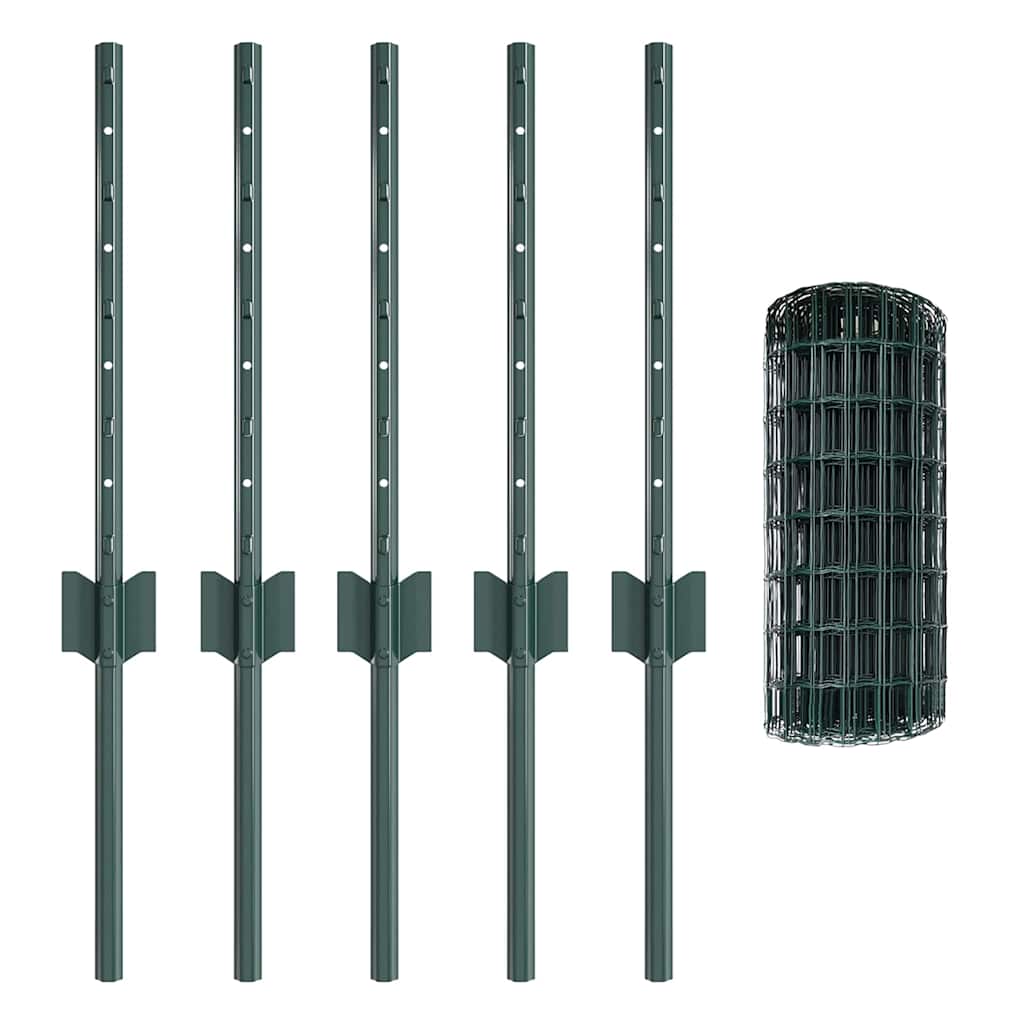 Euro Fence with Post 10 x 0.4 m PVC-Coated Steel Green Mesh