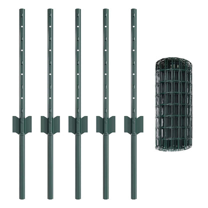 Euro Fence with Post 10 x 0.4 m PVC-Coated Steel Green Mesh