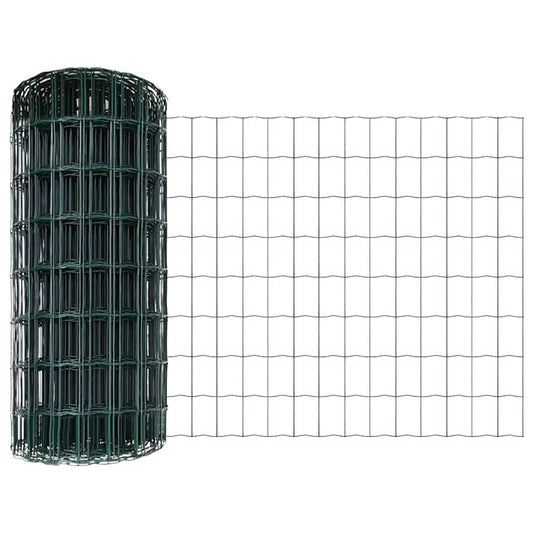 Euro Fence with Post 10 x 0.8 m PVC-Coated Steel Green Mesh