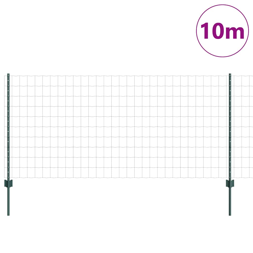 Euro Fence with Post 10 x 1 m PVC-Coated Steel Green Mesh
