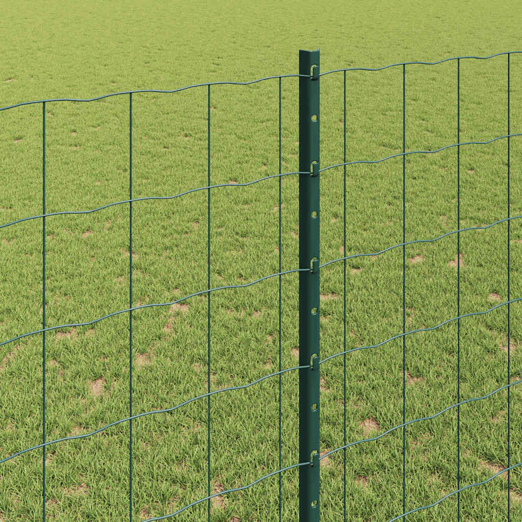 Euro Fence with Post 10 x 1.4 m PVC-Coated Steel Green Mesh