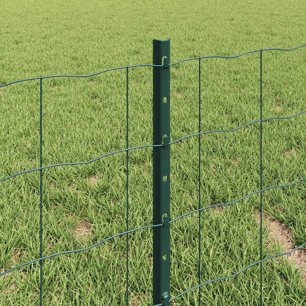 Euro Fence with Post 10 x 0.4 m PVC-Coated Steel Green Mesh