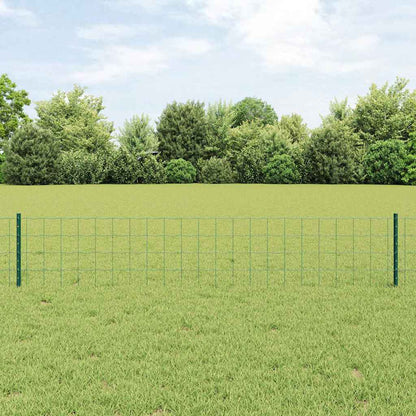 Euro Fence with Post 10 x 0.4 m PVC-Coated Steel Green Mesh