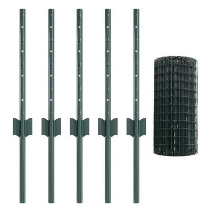 Euro Fence with Post 10 x 0.4 m PVC-Coated Steel Green Mesh