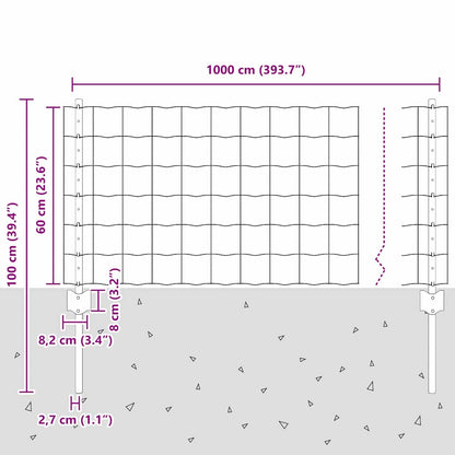 Euro Fence with Post 10 x 0.6 m PVC-Coated Steel Green Mesh