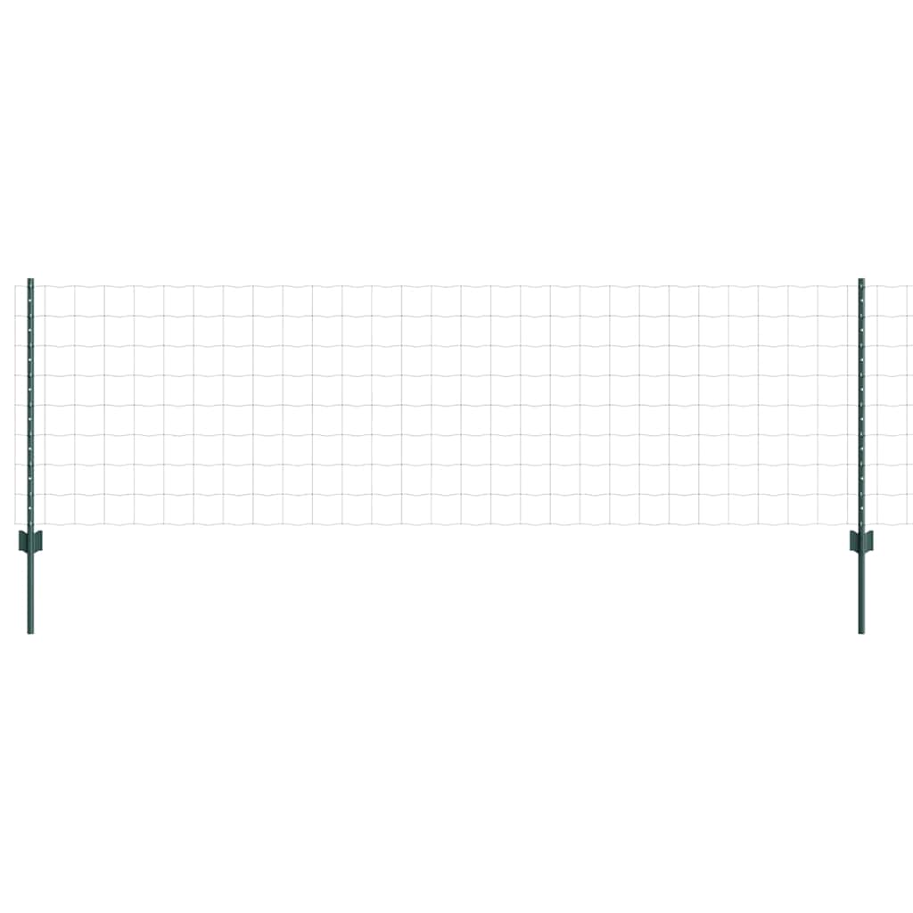 Euro Fence with Post 10 x 0.8 m PVC-Coated Steel Green Mesh