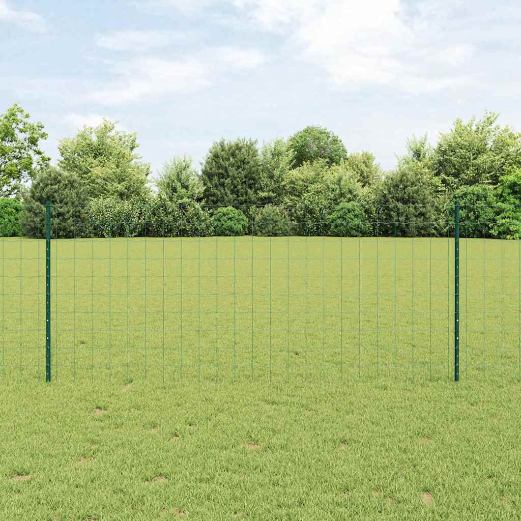 Euro Fence with Post 10 x 1 m PVC-Coated Steel Green Mesh