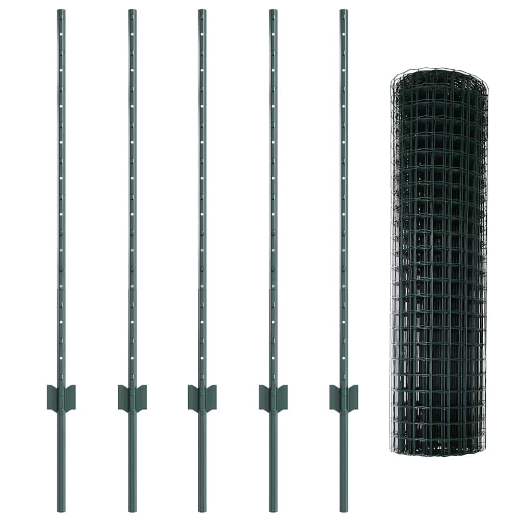 Euro Fence with Post 10 x 1 m PVC-Coated Steel Green Mesh