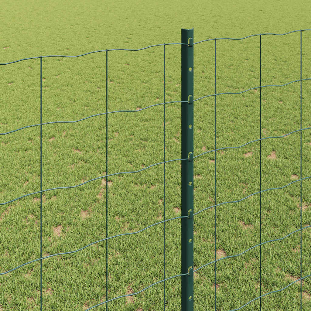 Euro Fence with Post 10 x 1.4 m PVC-Coated Steel Green Mesh