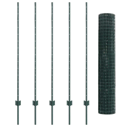 Euro Fence with Post 10 x 1.4 m PVC-Coated Steel Green Mesh