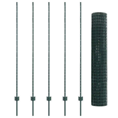 Euro Fence with Post 10 x 1.6 m PVC-Coated Steel Green Mesh