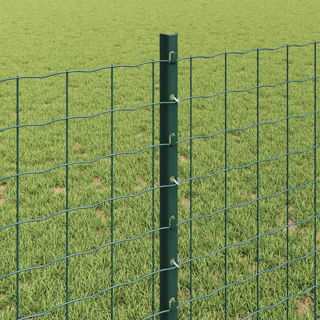 Euro Fence with Post 25 x 0.8 m PVC-Coated Steel Green Mesh