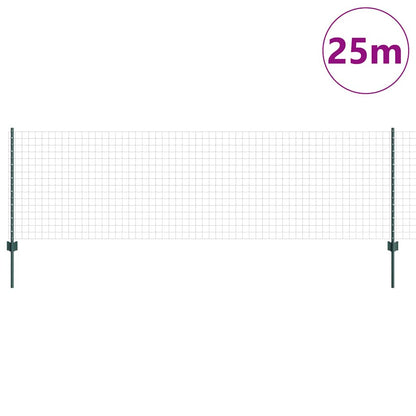 Euro Fence with Post 25 x 0.8 m PVC-Coated Steel Green Mesh