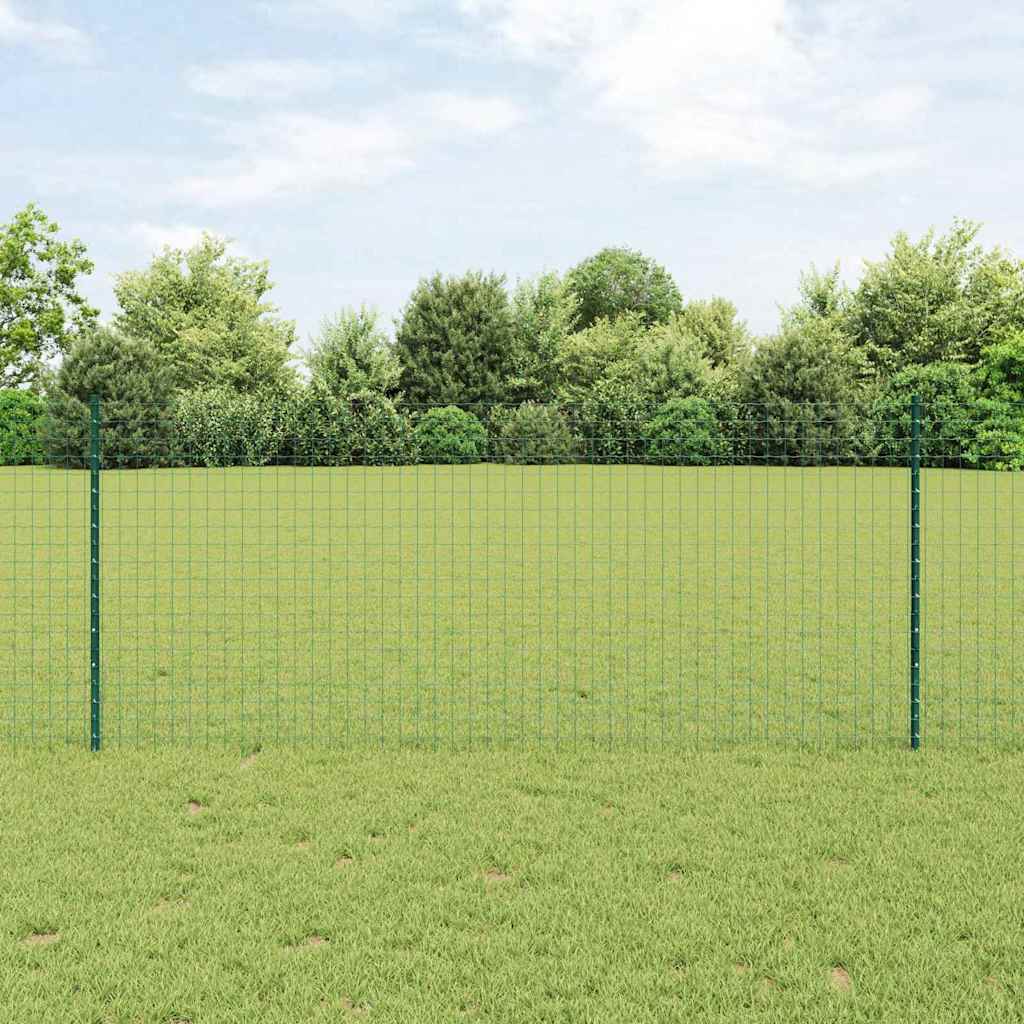 Euro Fence with Post 25 x 1 m PVC-Coated Steel Green Mesh