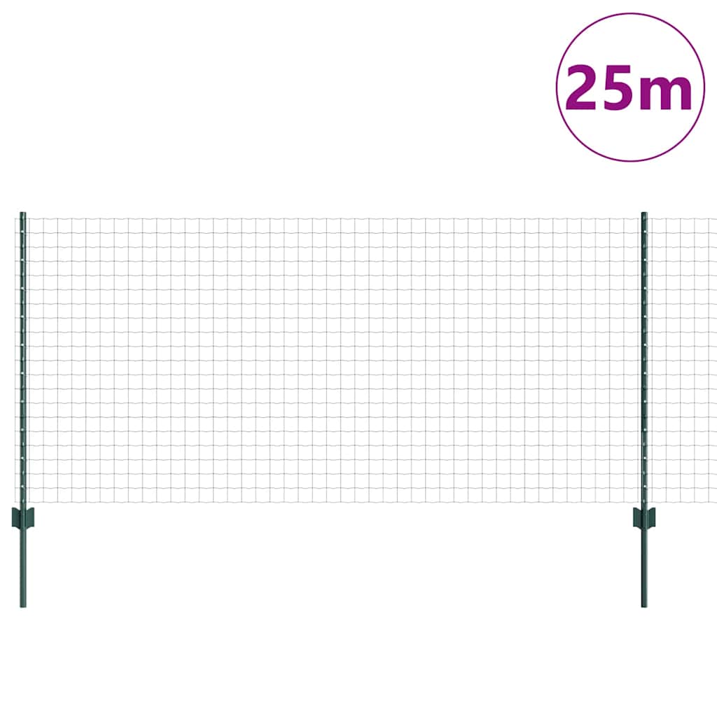Euro Fence with Post 25 x 1 m PVC-Coated Steel Green Mesh