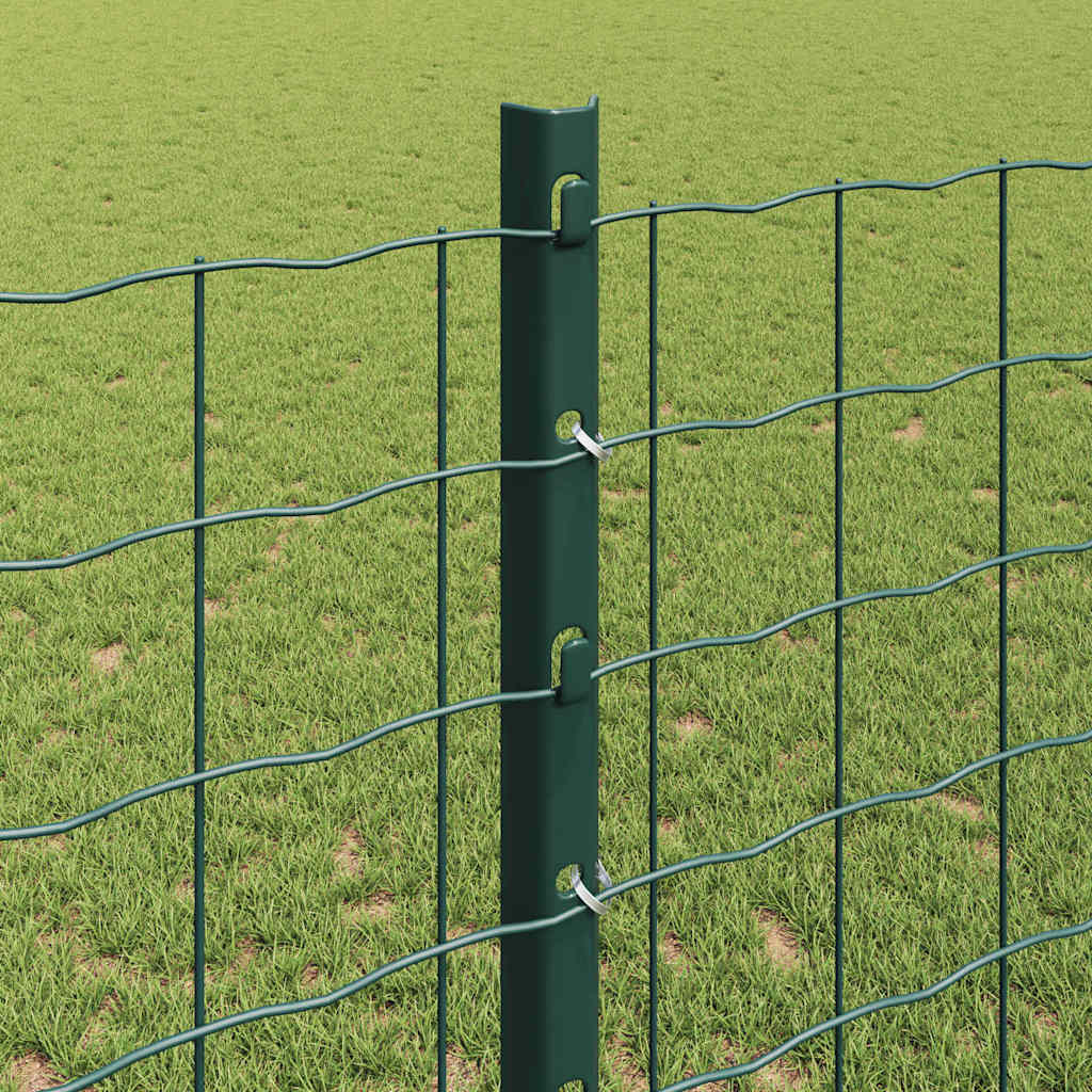 Euro Fence with Post 25 x 1.2 m PVC-Coated Steel Green Mesh
