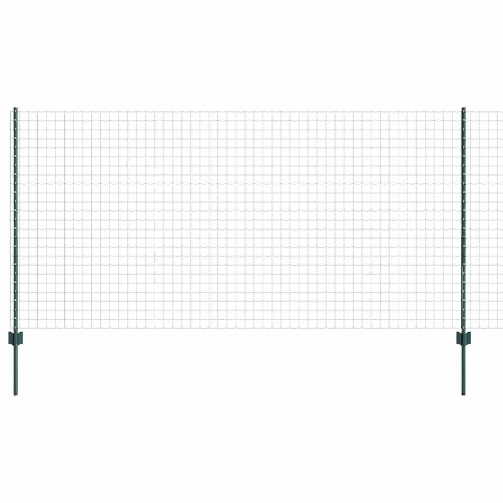 Euro Fence with Post 25 x 1.2 m PVC-Coated Steel Green Mesh