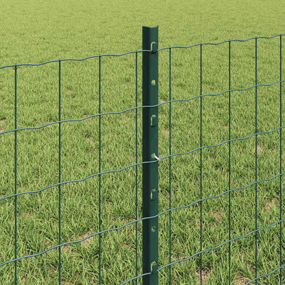 Euro Fence with Post 25 x 0.6 m PVC-Coated Steel Green Mesh