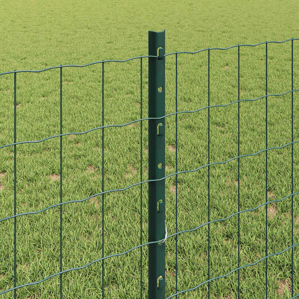 Euro Fence with Post 25 x 0.8 m PVC-Coated Steel Green Mesh