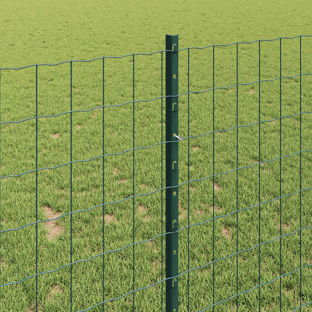 Euro Fence with Post 25 x 1 m PVC-Coated Steel Green Mesh