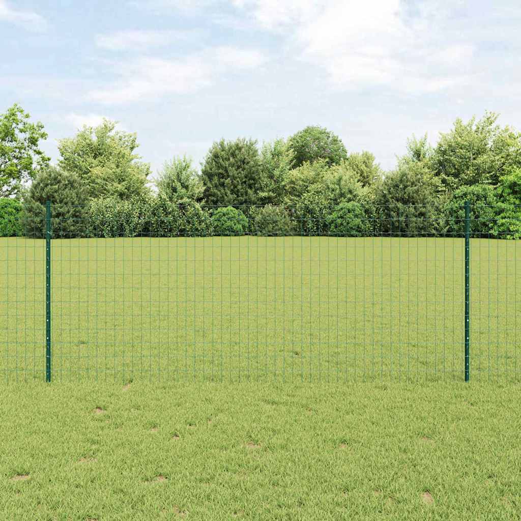 Euro Fence with Post 25 x 1 m PVC-Coated Steel Green Mesh