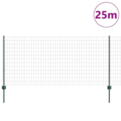 Euro Fence with Post 25 x 1 m PVC-Coated Steel Green Mesh