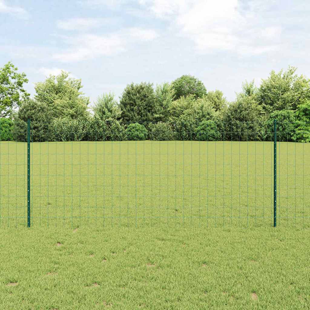Euro Fence with Post 25 x 1 m PVC-Coated Steel Green Mesh