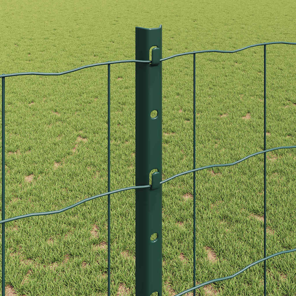 Euro Fence with Post 25 x 1.2 m PVC-Coated Steel Green Mesh