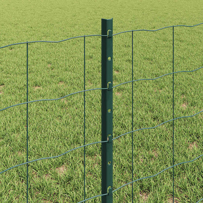 Euro Fence with Post 25 x 0.6 m PVC-Coated Steel Green Mesh
