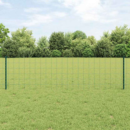 Euro Fence with Post 25 x 0.6 m PVC-Coated Steel Green Mesh
