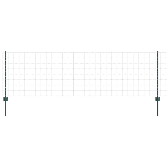 Euro Fence with Post 25 x 0.8 m PVC-Coated Steel Green Mesh