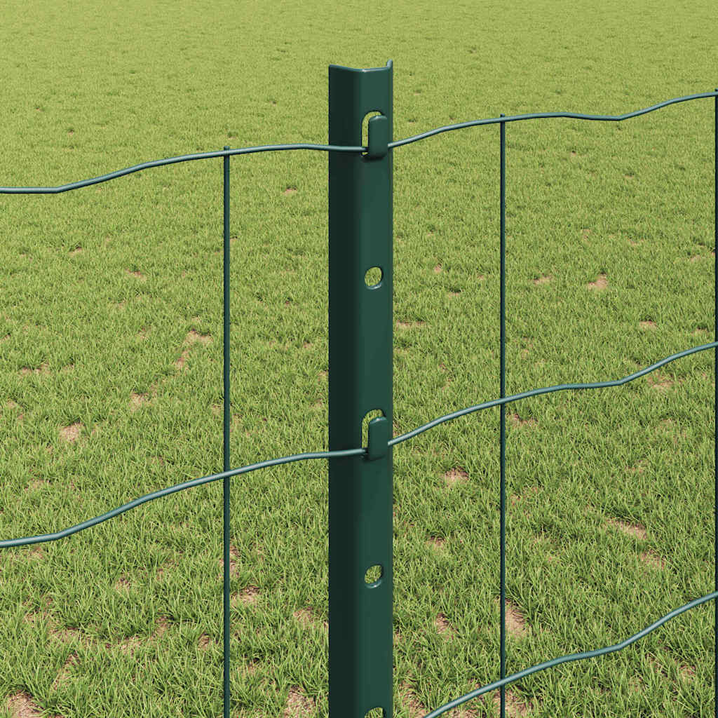 Euro Fence with Post 25 x 1.2 m PVC-Coated Steel Green Mesh