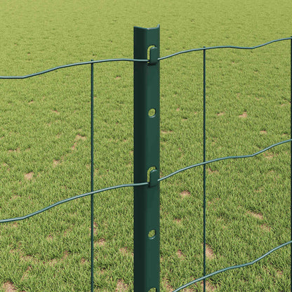 Euro Fence with Post 25 x 1.2 m PVC-Coated Steel Green Mesh