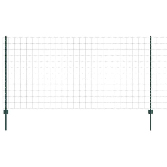 Euro Fence with Post 25 x 1.2 m PVC-Coated Steel Green Mesh