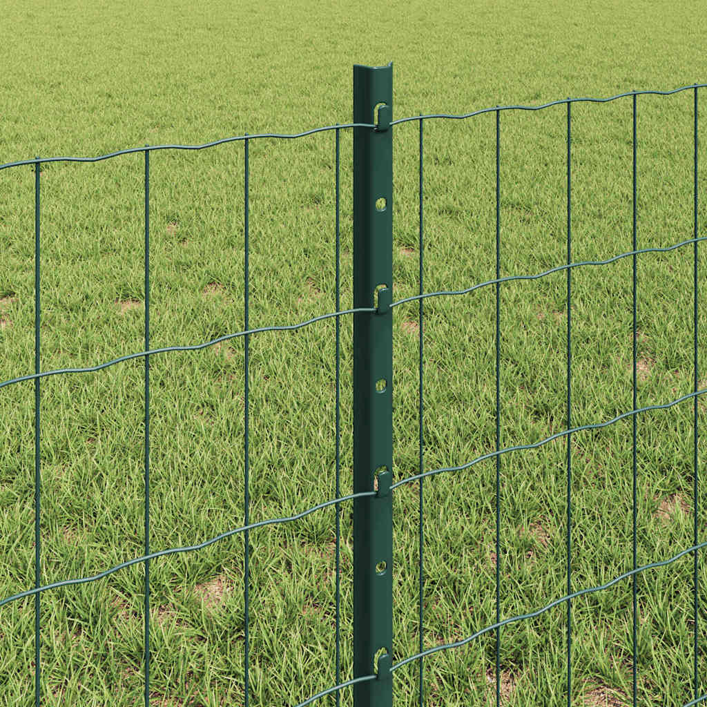 Euro Fence with Post 50 x 0.6 m PVC-Coated Steel Green Mesh