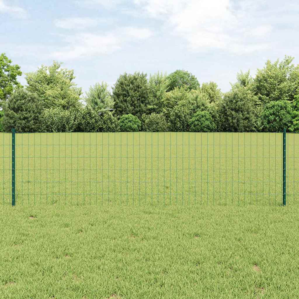 Euro Fence with Post 50 x 0.6 m PVC-Coated Steel Green Mesh