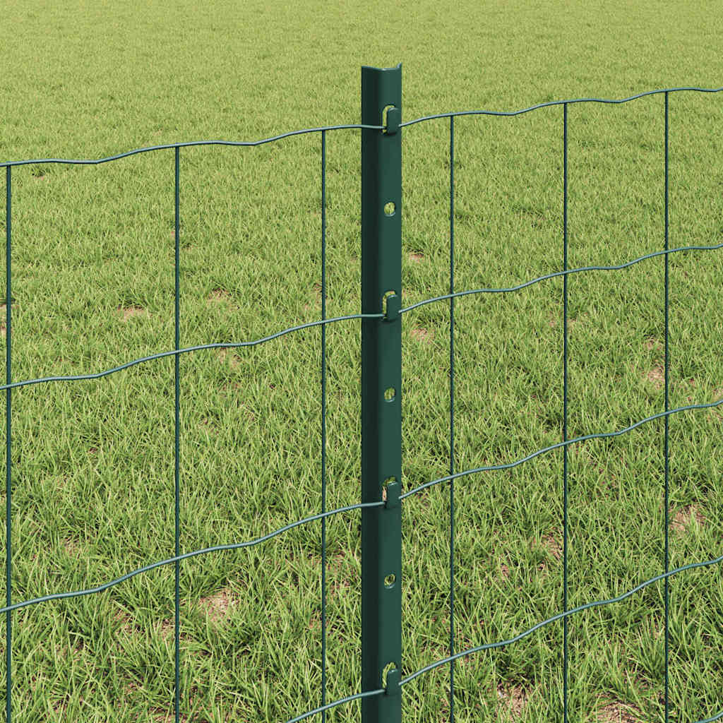 Euro Fence with Post 50 x 0.6 m PVC-Coated Steel Green Mesh