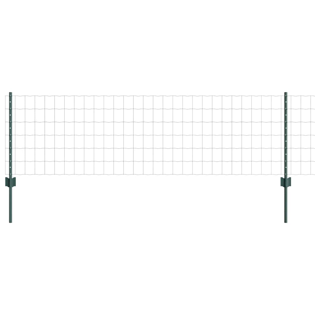 Euro Fence with Post 50 x 0.6 m PVC-Coated Steel Green Mesh