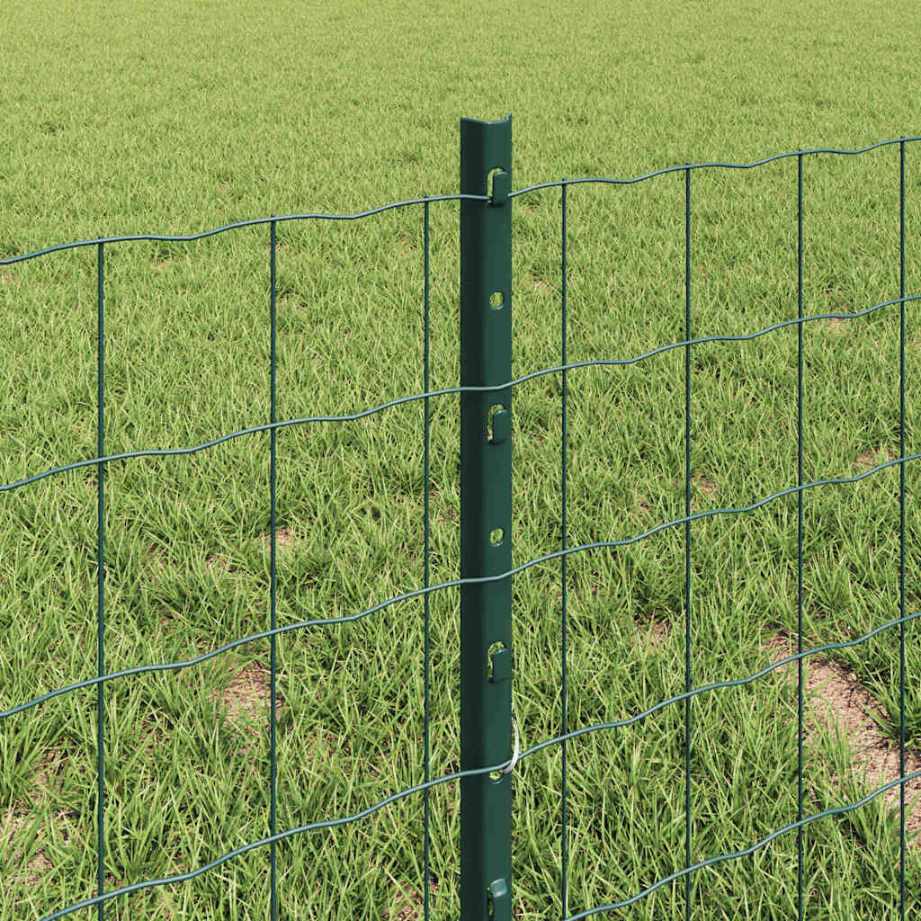 Euro Fence with Post 10 x 0.4 m PVC-Coated Steel Green Mesh