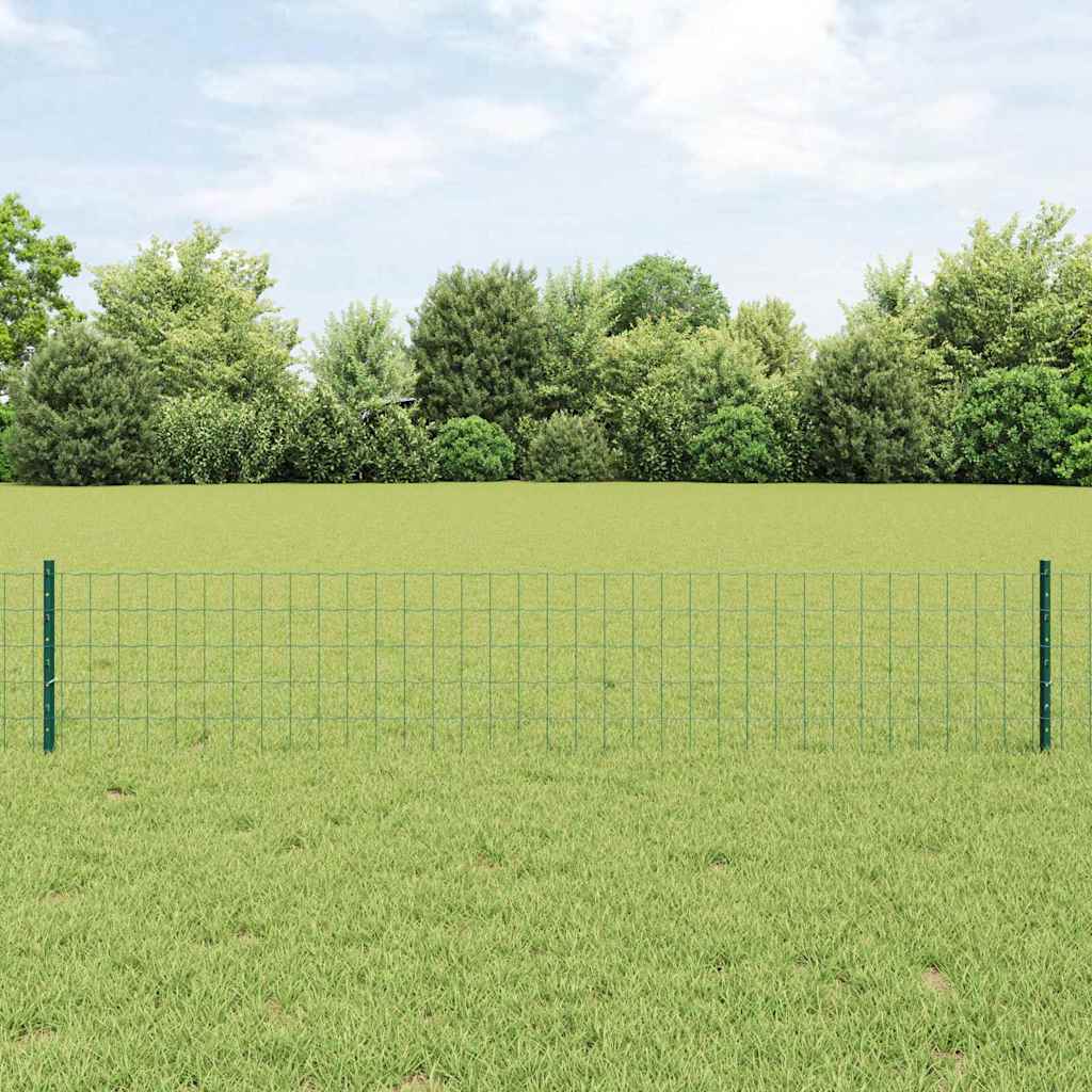 Euro Fence with Post 10 x 0.4 m PVC-Coated Steel Green Mesh