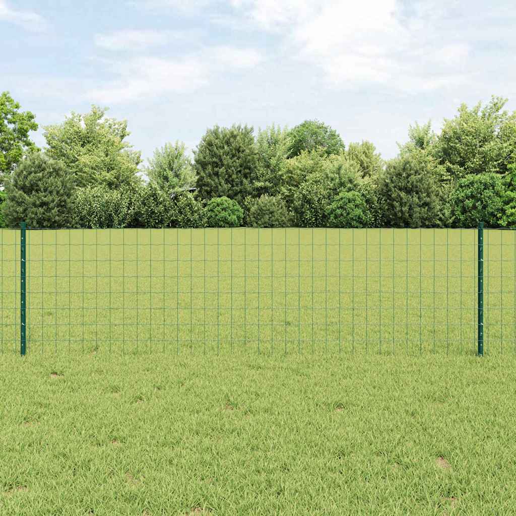 Euro Fence with Post 10 x 0.6 m PVC-Coated Steel Green Mesh