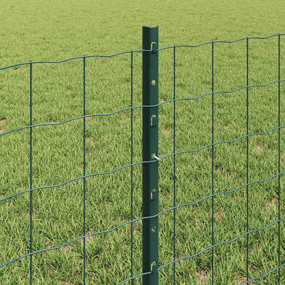 Euro Fence with Post 25 x 0.6 m PVC-Coated Steel Green Mesh
