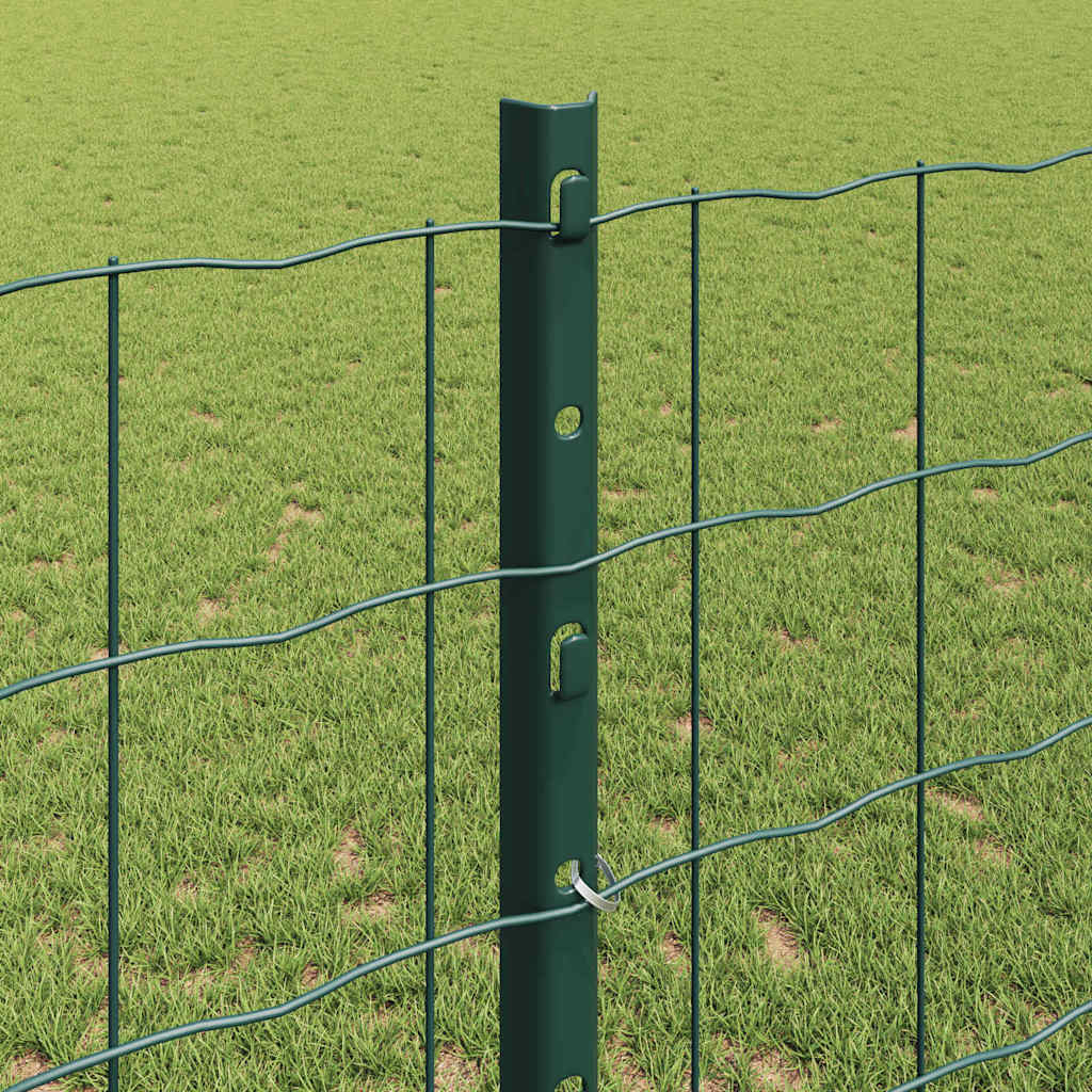 Euro Fence with Post 25 x 1.2 m PVC-Coated Steel Green Mesh