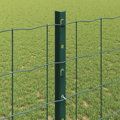 Euro Fence with Post 25 x 1.2 m PVC-Coated Steel Green Mesh