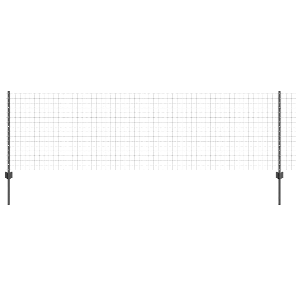 Euro Fence with Post 10 x 0.8 m PVC-Coated Steel Grey Mesh