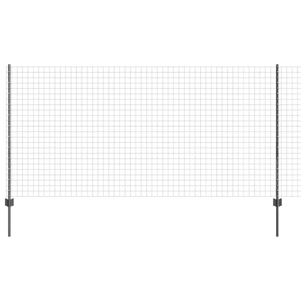 Euro Fence with Post 10 x 1.2 m PVC-Coated Steel Grey Mesh