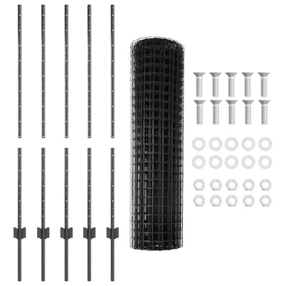 Euro Fence with Post 10 x 1.2 m PVC-Coated Steel Grey Mesh