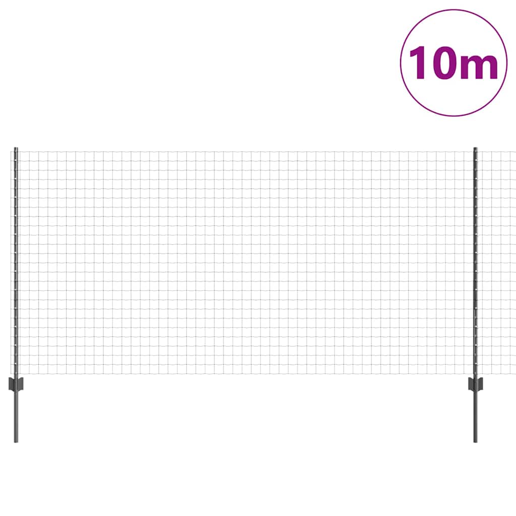 Euro Fence with Post 10 x 1.2 m PVC-Coated Steel Grey Mesh