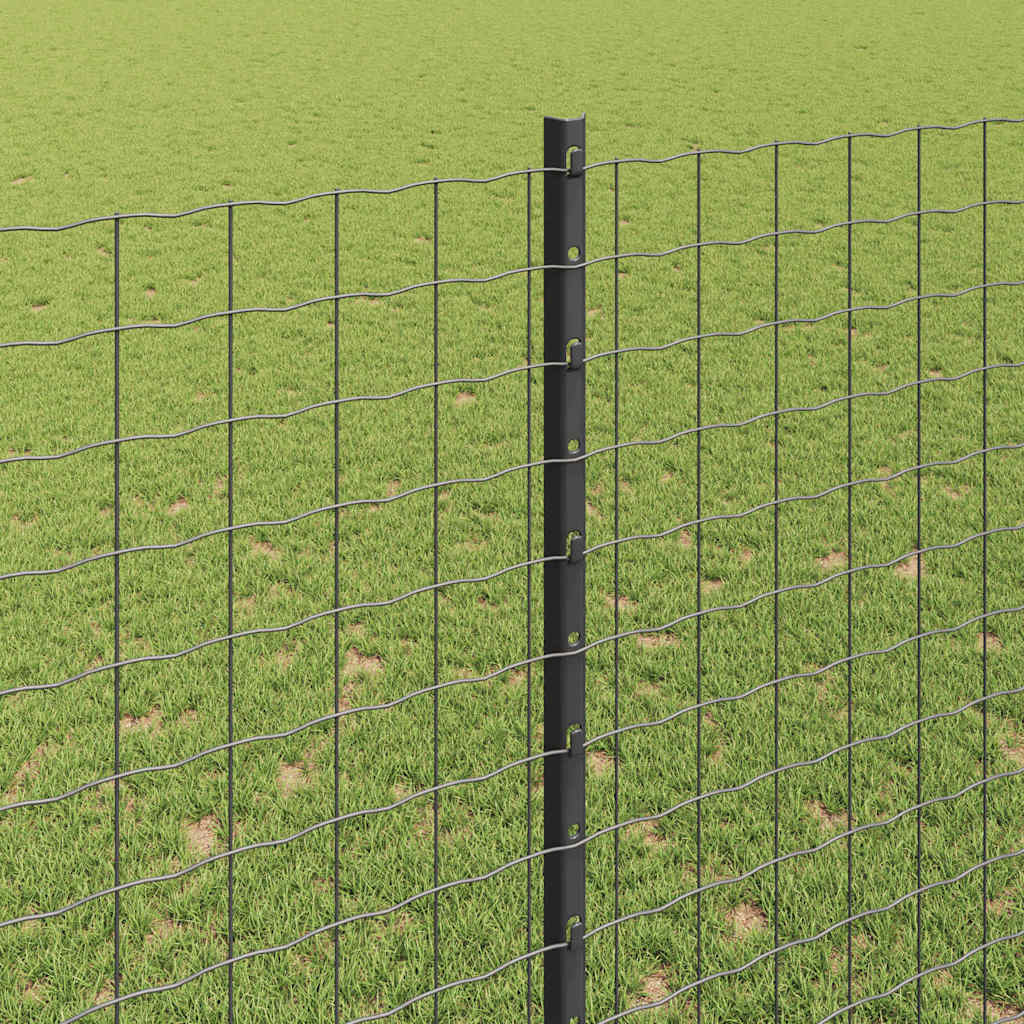 Euro Fence with Post 10 x 1.6 m PVC-Coated Steel Grey Mesh